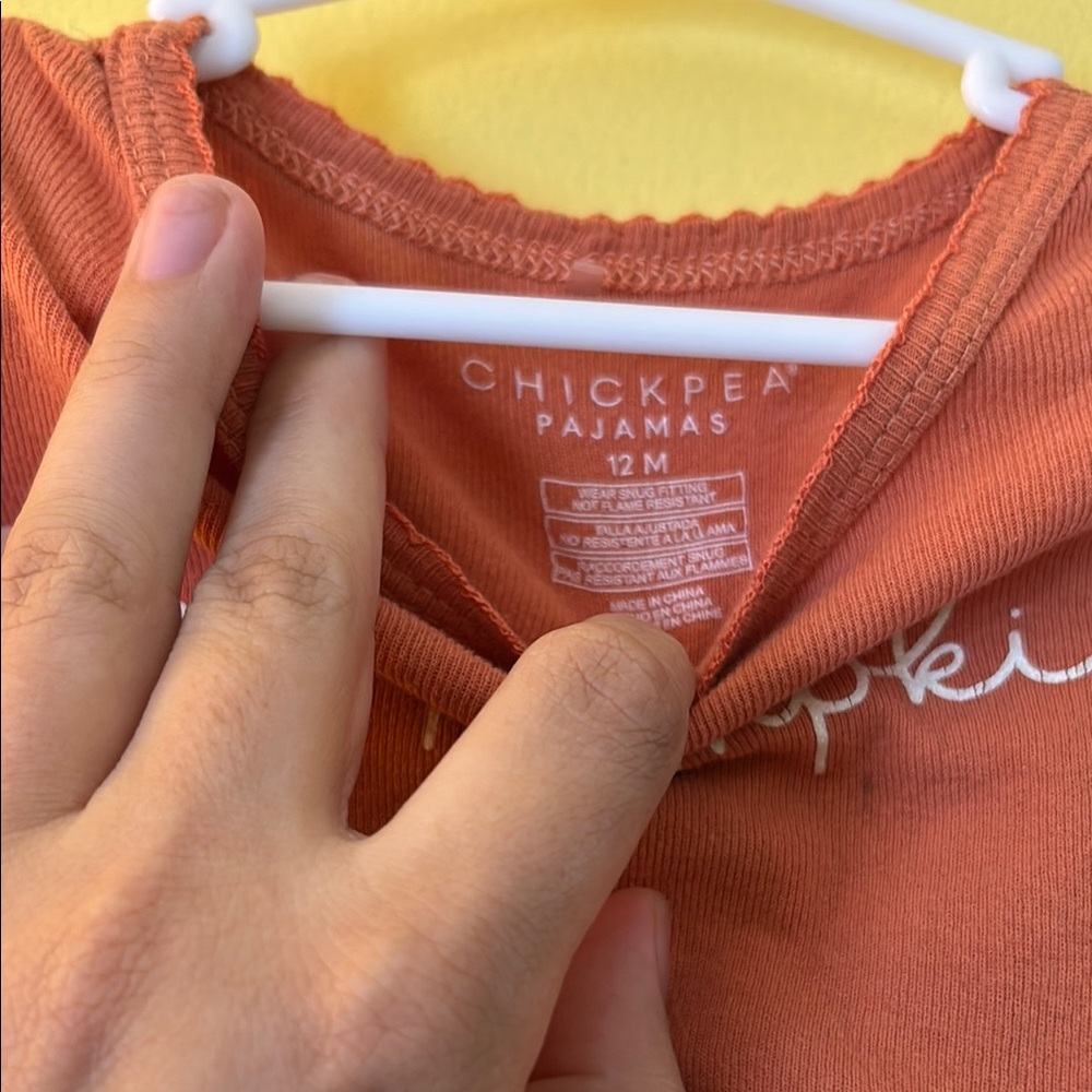 Orange and White Pajama Set with Hey Pumpkin Design - Picture 4 of 5